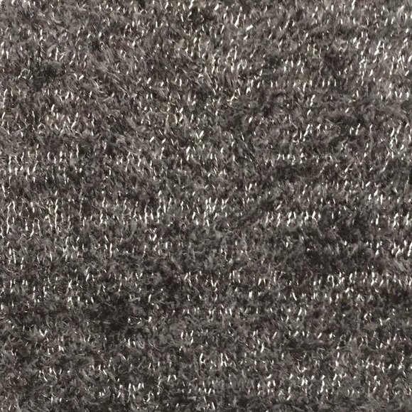 NY collection black metallic silver fuzzy vneck sweater small - Picture 8 of 11